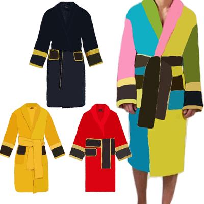 China Luxury Thermal 100% Cotton Robe Bathrobe Designer Sleepwear Pajama Bath Robe for sale