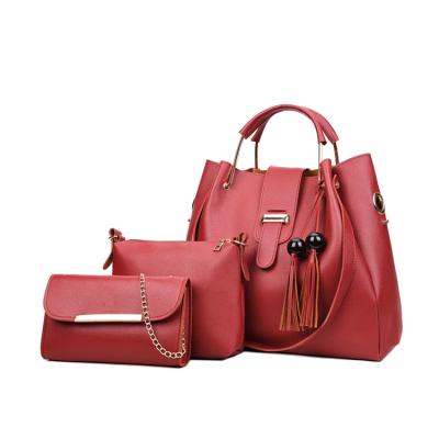 China Fashion Trending Ladies PU Leather Large Purse And Handbags Custom Logo Women Tote Hand Bags Set for sale