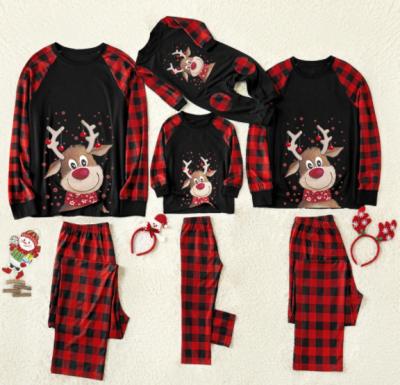 China Wholesale New Arrivals Christmas Pajamas 2021 Christmas Thermal Pajamas Family Matching Stretching Print Christmas Family Casual Clothes for sale