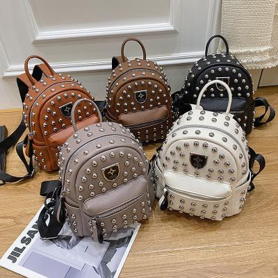 China Other Factory Wholesale Rivets Backpack Young Lady Designer Small Backpack For Women Rivets Backpack For Young Lady for sale