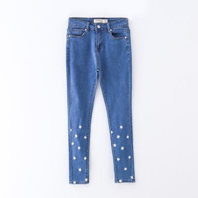 China Breathable Wholesale Female Printing Jeans Washing Process Good Quality Cheap Jeans for sale