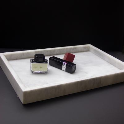 China Bathroom Vanity Accessories Square Decor Eco-friendly Natural Stone Luxury Marble Tray for sale