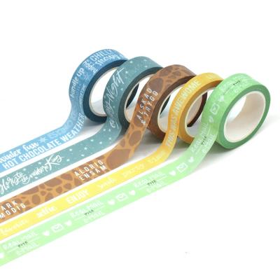 China Waterproof Colorful Craft Custom Printed Green Glitter Kawaii Korea Washi Tape for sale