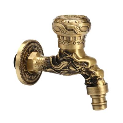 China Dragon Shape Brass Faucet Washing Machine Traditional Antique Cock Bib for sale