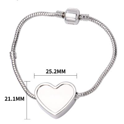 China New Zinc Alloy Bangle Blankheart Sublimation Bangle Fashion Jewelry DIY Heart Shape Pendant Bangle Romantic for sale