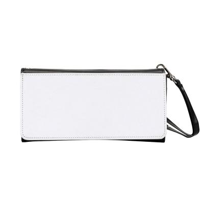 China Anti Theft Customized Dye Sublimation White PU Leather Womens Wallet With Strap DIY Printed Long Card Purse For Lady for sale