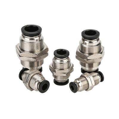 China Pneumatic Bulkhead Straight Push In Quick Fitting Connector Union PM -4 6 8 10 12MM for sale