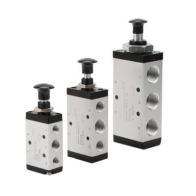 China 4r Series 4r210-08 5 Way 2 Position 1/4 Thread Size Push Spring Return Pneumatic Hand Operated Directional Control Valves for sale