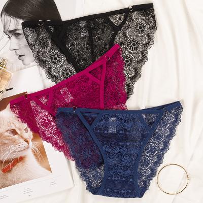 China Hot Selling Sexy Ladies Panties Breathable Lace Up High Quality Breathable Mid Waist Panties Women's Underwear Wholesale for sale