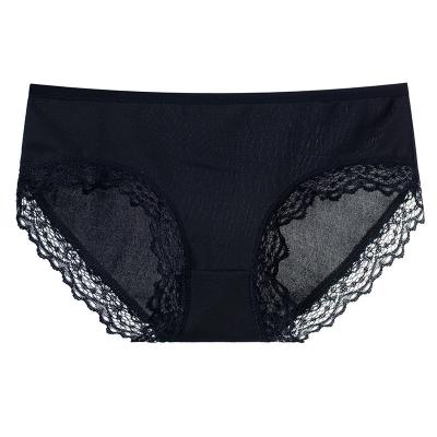 China Hot Selling Women's Underwear Sexy Milk Silk Women's Briefs Polyester Breathable Lace Panties for sale