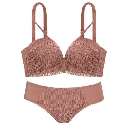 China Sexy Gathering Bras Breathable Bra And Brief Set Fashion Rose Wireless Fit Ladies Bra Breathable Underwear For Comfortable Woman for sale