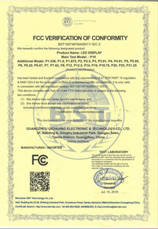 FCC - Guangzhou Qichuang Electronic&Technology Co., Ltd.