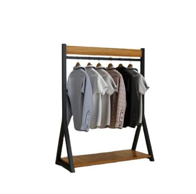 China Durable A pair of centre island running desk display rack floor type hanging rack clothes racks men's clothing shop for sale