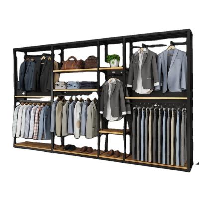 China Durable High-grade men's clothing store display racks clothing store racks shelves double mall store with floor on the wall display for sale