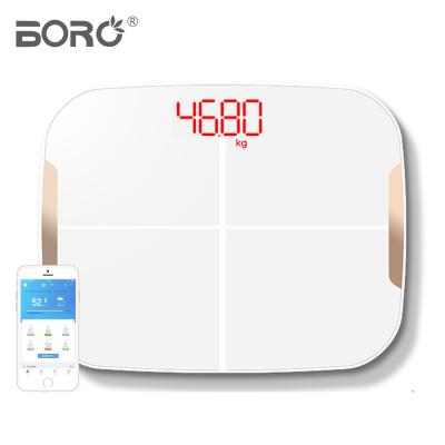 China App Mobile Radio LED Display 180Kg 396Lb Smart Water And Fat Digital Electronics Tooth Blue Personal Bathroom Body Fat Scale With App for sale