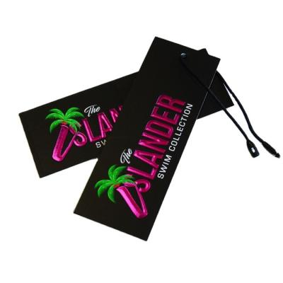 China Other Custom Logo Printed Black White Gold Colors Garment Swing Tags Cardboard Hang Tags For Apparel Own for sale