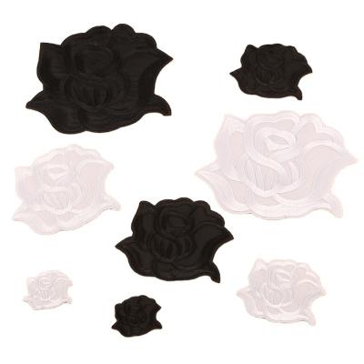 China The Other Rose Embroidery Clothes Decorative white black red self-adhesive for sale