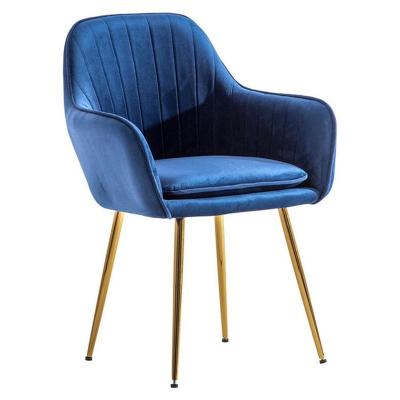 China Velvet Cushion Counter Lounge Lounge Upholstered Fabric Velvet Seat Chair With Metal Legs Armrests Backrest for sale