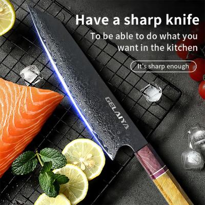 China Sustainable Wholesale Premium Quality Cutting Tools Damascus Japanese Kitchen Cooking Knife With Resin Handle for sale