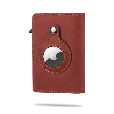 China RFID Blocking Protects Card Holder Slim Minimalist Genuine Leather Men's RFID Holder Money Credit Card Case Cover Wallet Airtag Wallets for sale