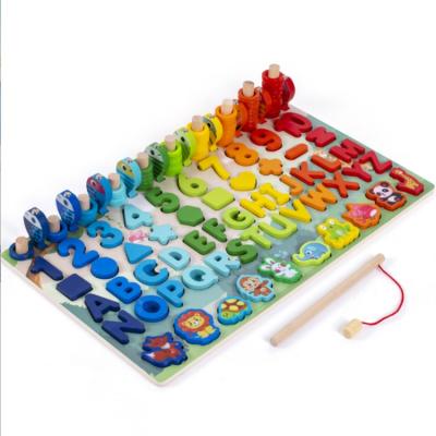 China Modern Kids Busy Board Math Fishing Wooden Montessori Toy Counting Geometry Educational Wooden Preschool Toys For Children for sale