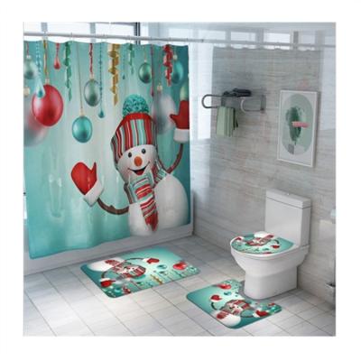 China Kitchen Bathroom Prayer Room Logo Bathroom Anti-Slip Mat Door Mat Bath Rug Accessories for Festival Decoration 3 Pieces Set Cute Toilet Mat Christmas Set for sale