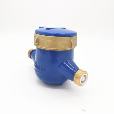 China 15mm Water Flow Meter Class B Mulit Jet Super Dry Type Cold Brass Body Brass Water Meter for sale