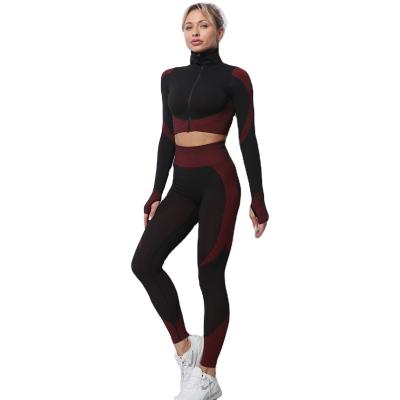 China New Design Breathable 2021 Custom Made Compression Yoga Pants Women High Waist Yoga Suit Sport Wear Long Sleeve Yoga Sets for sale