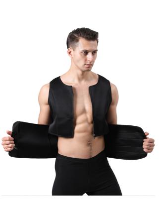 China Waist Trainer Dispenser Shaper Vest Sauna Suit Breathable Tank Top Weigh Loss Belt Zipper Sauna Waist Trainer Men for sale