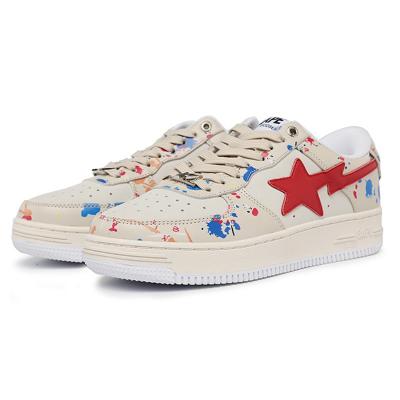 China Fashion Trend Ink Splatter Red White Shoes For Teenage Girl And Boy Patent Leather Sneaker Shoes Factory In China for sale