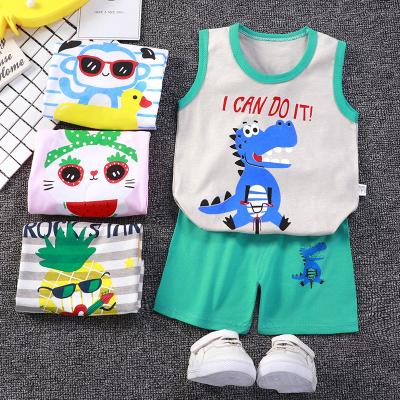 China Toddler boy and girl clothes summer 2023 vest pants kids casual shorts and top sets wholesale kids clothes for sale