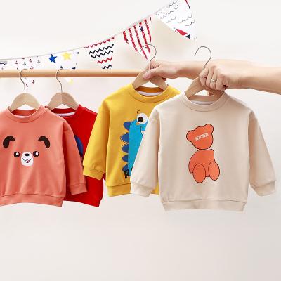 China Anti Shrink Unisex T Shirt For Kids Sweatshirt With Cute Cartoon Printing Solid Color Hoodie Oversized Long Sleeve Pullover Tops for sale