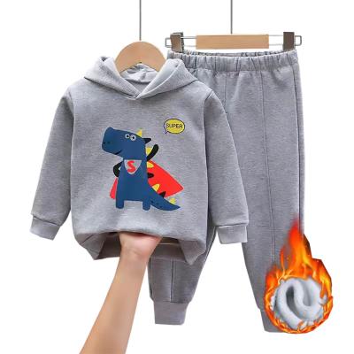 China Anti-Shrink Kids Wholesale Hoodies Tops and Pants 2 Pcs Set Cotton Sweatpants and Hoodie Set Children's Hoodies Cardboard Cartoon Print for sale