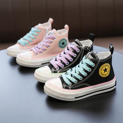 China High Top Anti-slippery Lace Up Canvas Shoes For Kids To Boys And Girls Kids Teenagers Sneakers 2022 Wholesale for sale