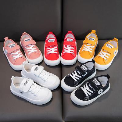 China Wholesale Deodorization Canvas Shoes Red Black White Yellow Thick-Soled Unisex Solid Color Boys And Girls Kids Shoes For Kid for sale