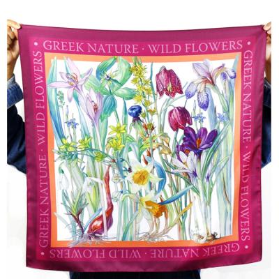 China Private Label Soft Elegant Luxury High Quality Custom Twill Print Eco Silk Scarf for sale