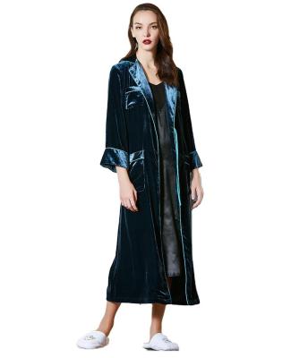 China Sexy Velvet Robe Softly 100% Silk Robe Luxury Women's Long Robe QUICK DRY Kimono for sale