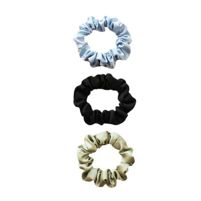 China Fashionable Scrunchies OEKO Certified Solid Colors Scrunchies Silk Hair Ties With Private Label Package for sale