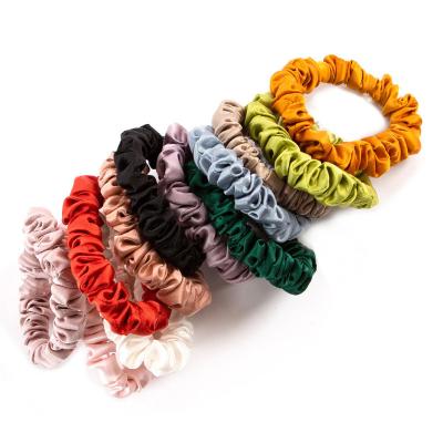 China Fashionable Scrunchies Colored Pure Silk Scrunchies Silk Hair Bands Elastic Hair Ties for sale