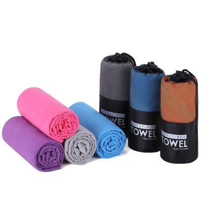 China QUICK DRY Microfiber Velor Sports Towel Recycled Suede Microfiber 200GSM Plastic Portable Quick Dry Sports Travel Outdoor Camping Towel for sale