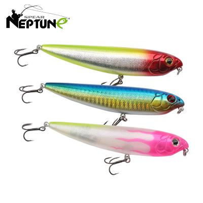 China ABS Plastic Artificial Fishing Lures 11cm ABS Plastic 15g Floating Custom Big Topwater Pencil Bait for sale