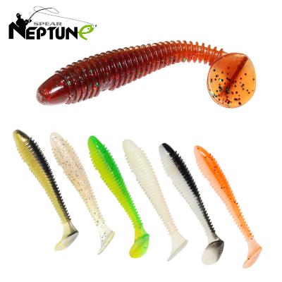 China Wholesale Realistic T Tail High Quality PVC Plastic Worm Artificial Threaded Soft Bionic Fishing Lure for sale