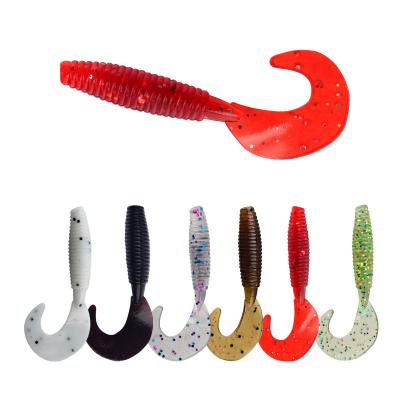 China NEPTUNE LANCE 60mm Realistic Plastic Loop-tail 1.5g Artificial Worm Lure, Fishing Worms, Dig Soft Lures for sale