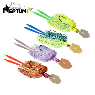 China Artificial metal buzz bait spinner jig with rubber skirt jig spinner, bait spinner for sale