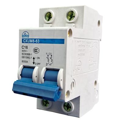 China C30 mini circuit breaker 2 pole din rail installation plug in mcb miniature circuit breaker 30 amp CXUM8-63 for sale