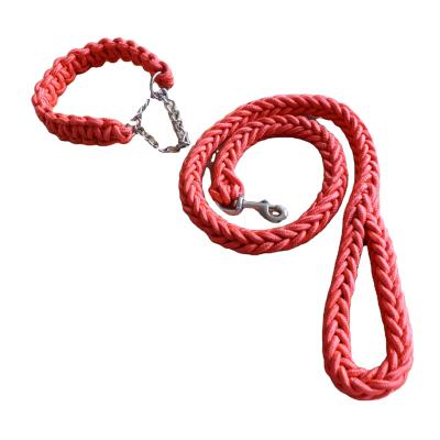 China Amazon Hot Dog DETACHED Style Eight-Strand Weave Nylon Rope Pet Leash For Large Dog No Pull Collar Leash Set for sale