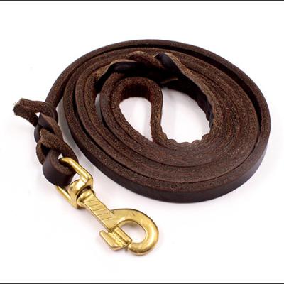 China Lights Braided Leather Training Leash Cow Leather Pet Dog Leash For Large Medium Small Dogs for sale