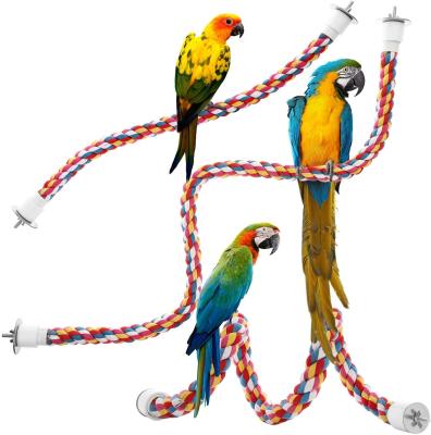 China Viable Pet Parrot Supplies Bird Rope Perches Cozy Perch Parrot Toys For Rope Bungee Bird Chew Toy for sale