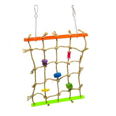 China Sustainable Bird Climbing Net Hanging Toy For Parrot Chewing Wooden Rope Ladder for sale