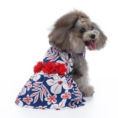 China Sustainable Dog Dresses Floral Pet Princess Skirts With Flowers Elegant Dress For Small Dogs Summer High Fashion Dog Clothes for sale